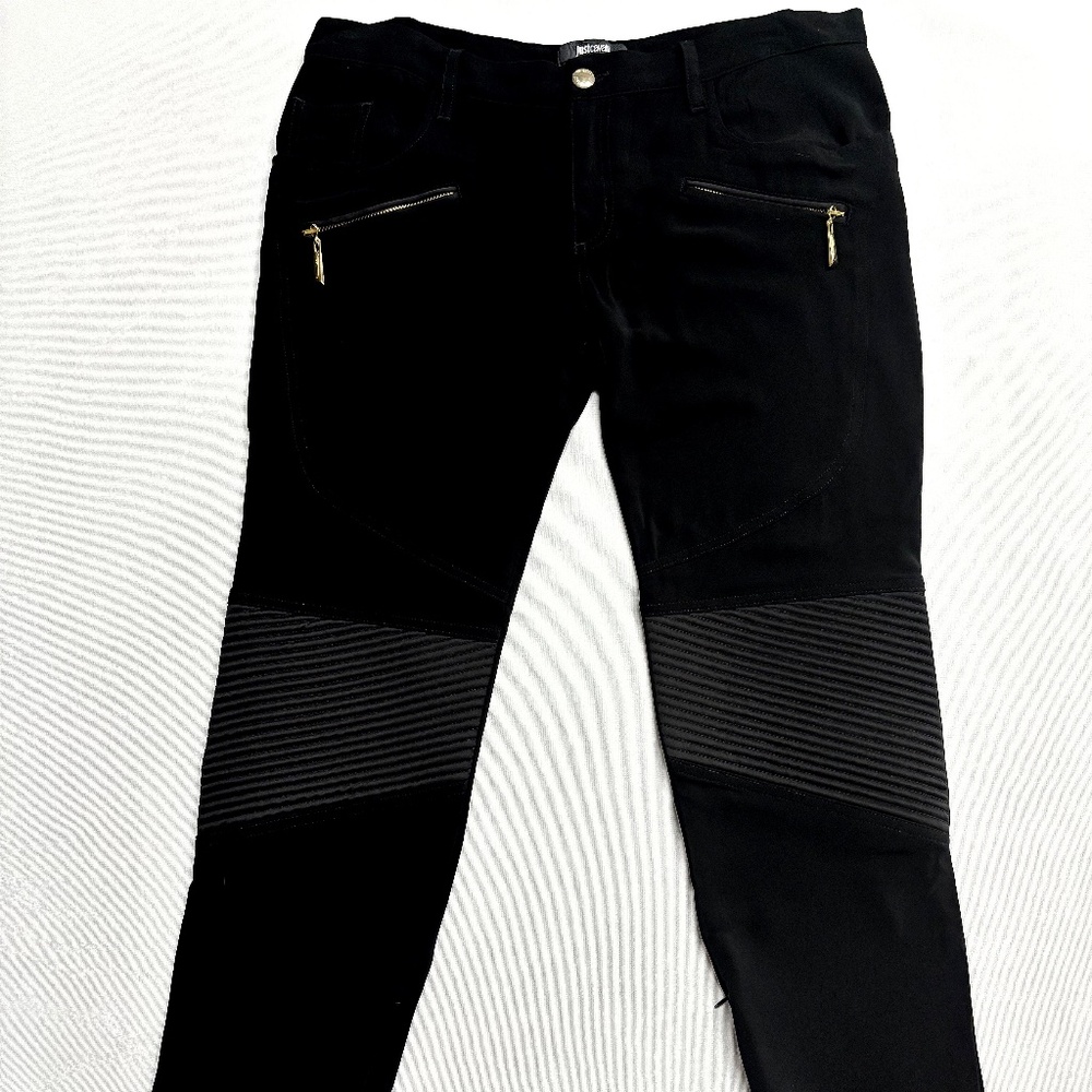 Just CAVALLI Moto Pants - Size IT 46 (fits US 6-8). Sleek. Edgy